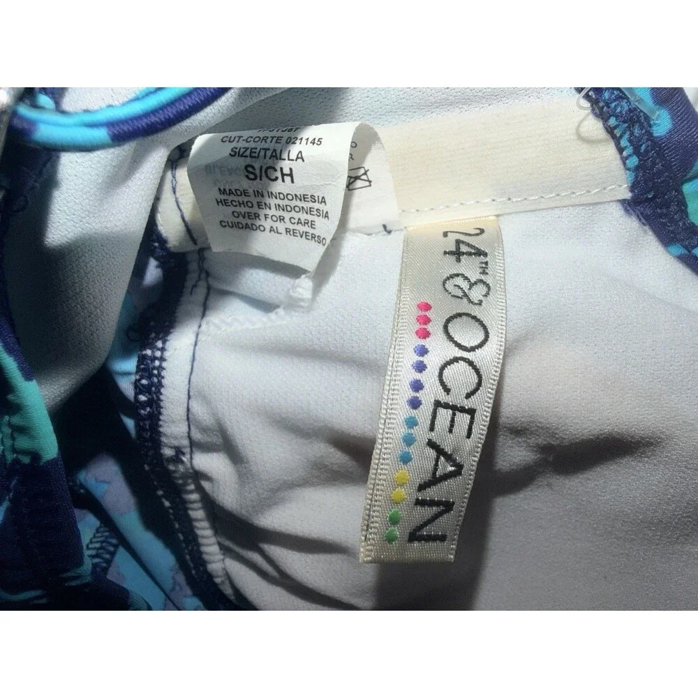 24th & Ocean Tankini Top Womens Sz S Blue Animal Print Layered Ruffle New